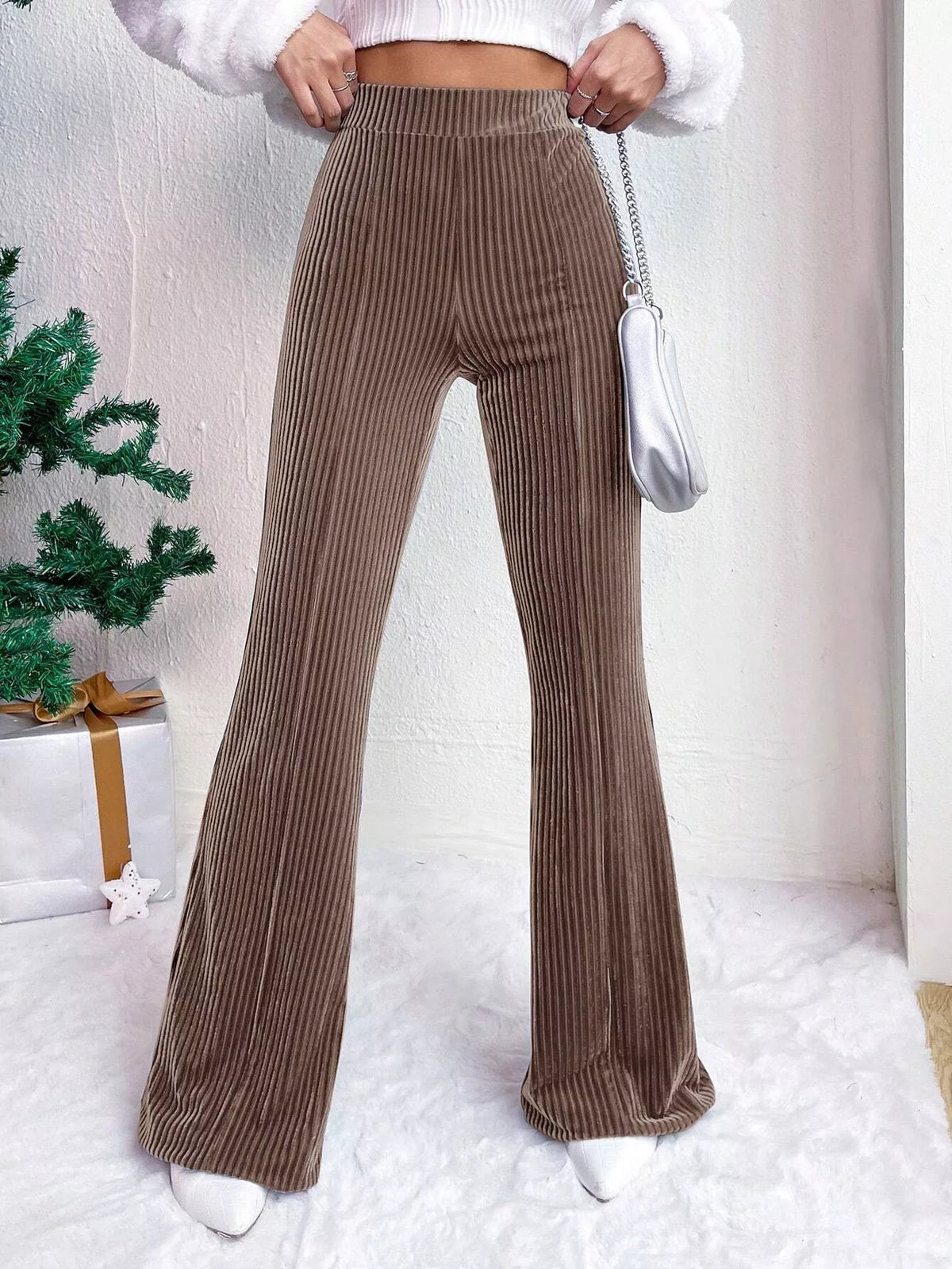 Corduroy High-Waist Flare Pants