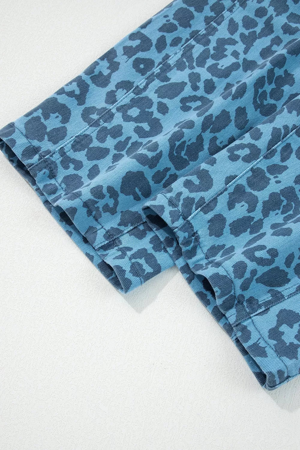 Leopard Print Barrel Leg Jeans in Cerulean