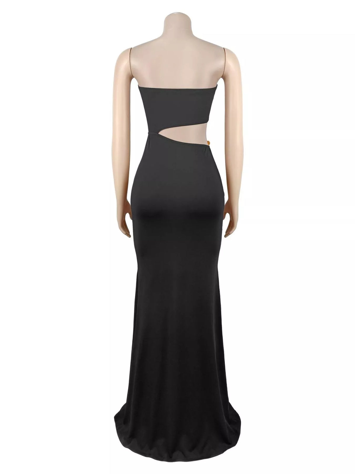 Strapless Cutout Maxi Dress with Ruched Detail