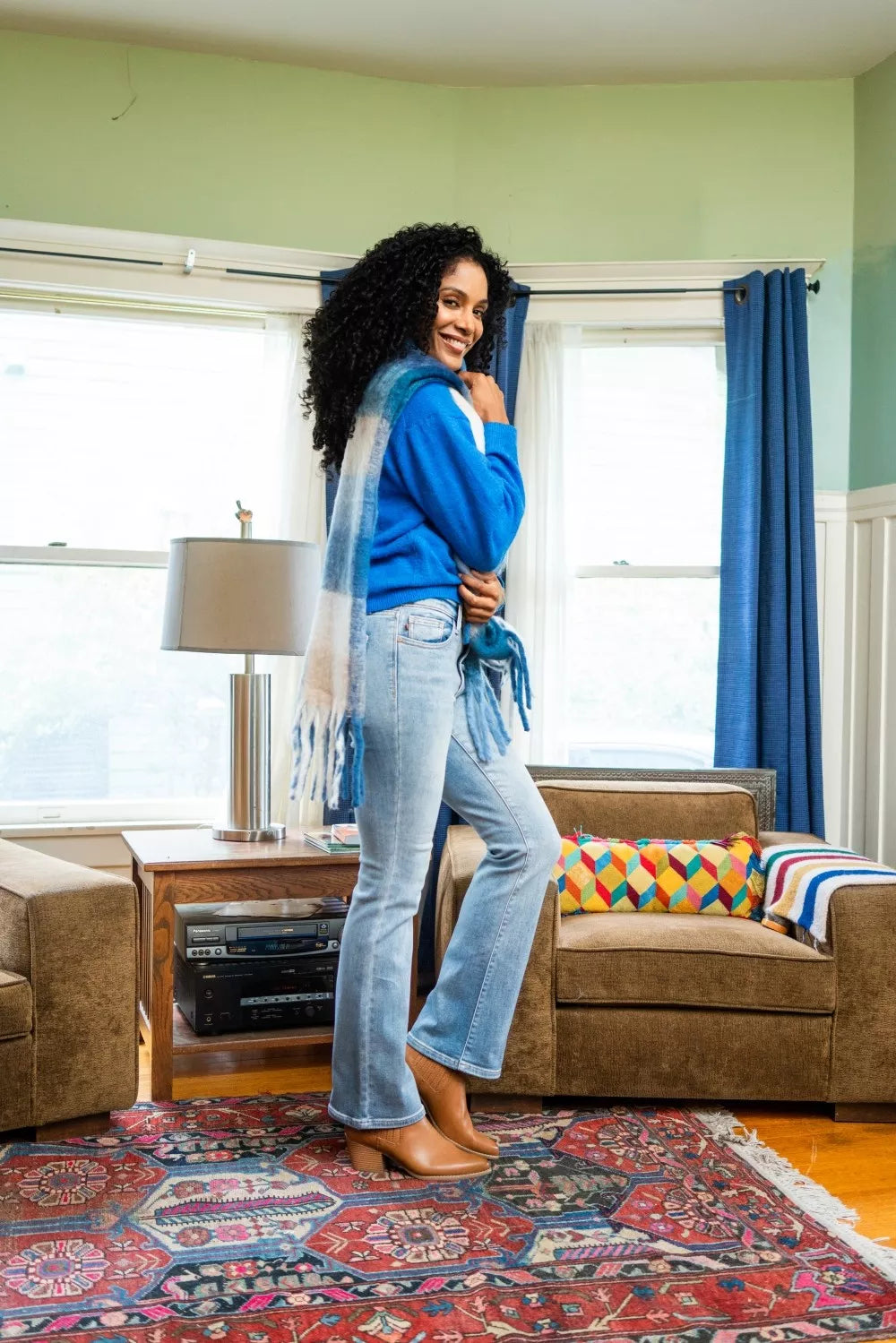 Judy Blue Mid Rise Thermal Bootcut Jeans in Light Wash in Lt