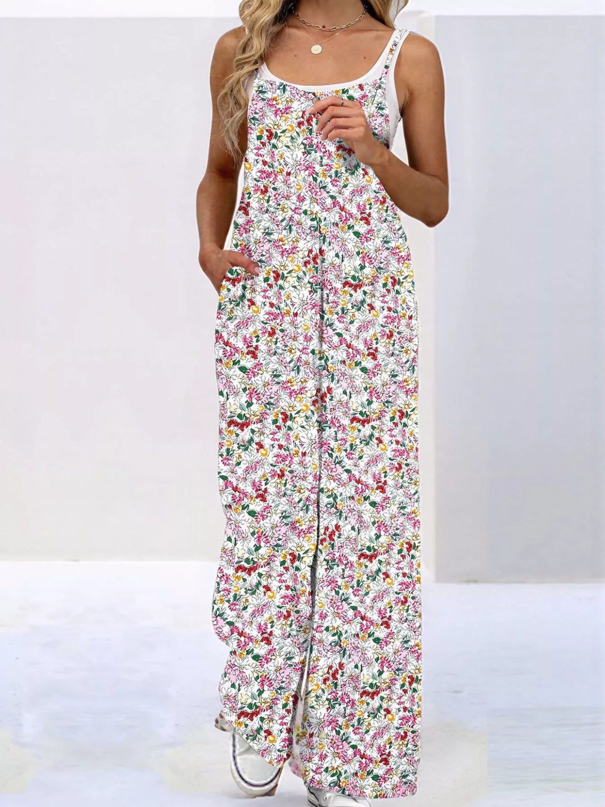 Floral Print Wide Leg Jumpsuit