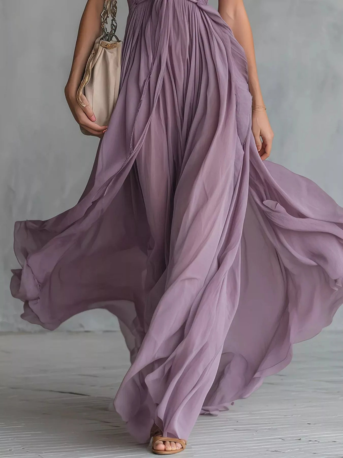 Crisscross Back Ruched Maxi Dress