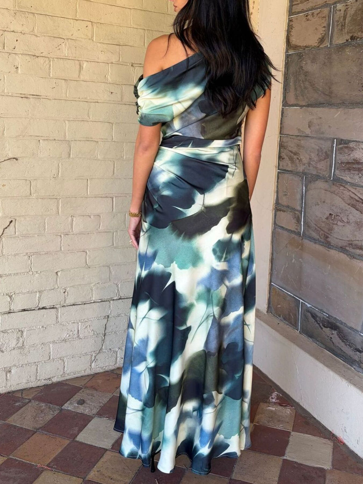 One-Shoulder Floral Maxi Dress