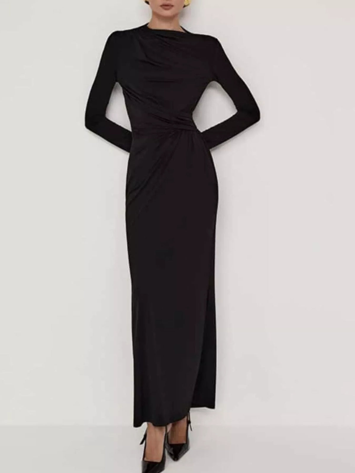 Ruched Long Sleeve Bodycon Maxi Dress by Calliope