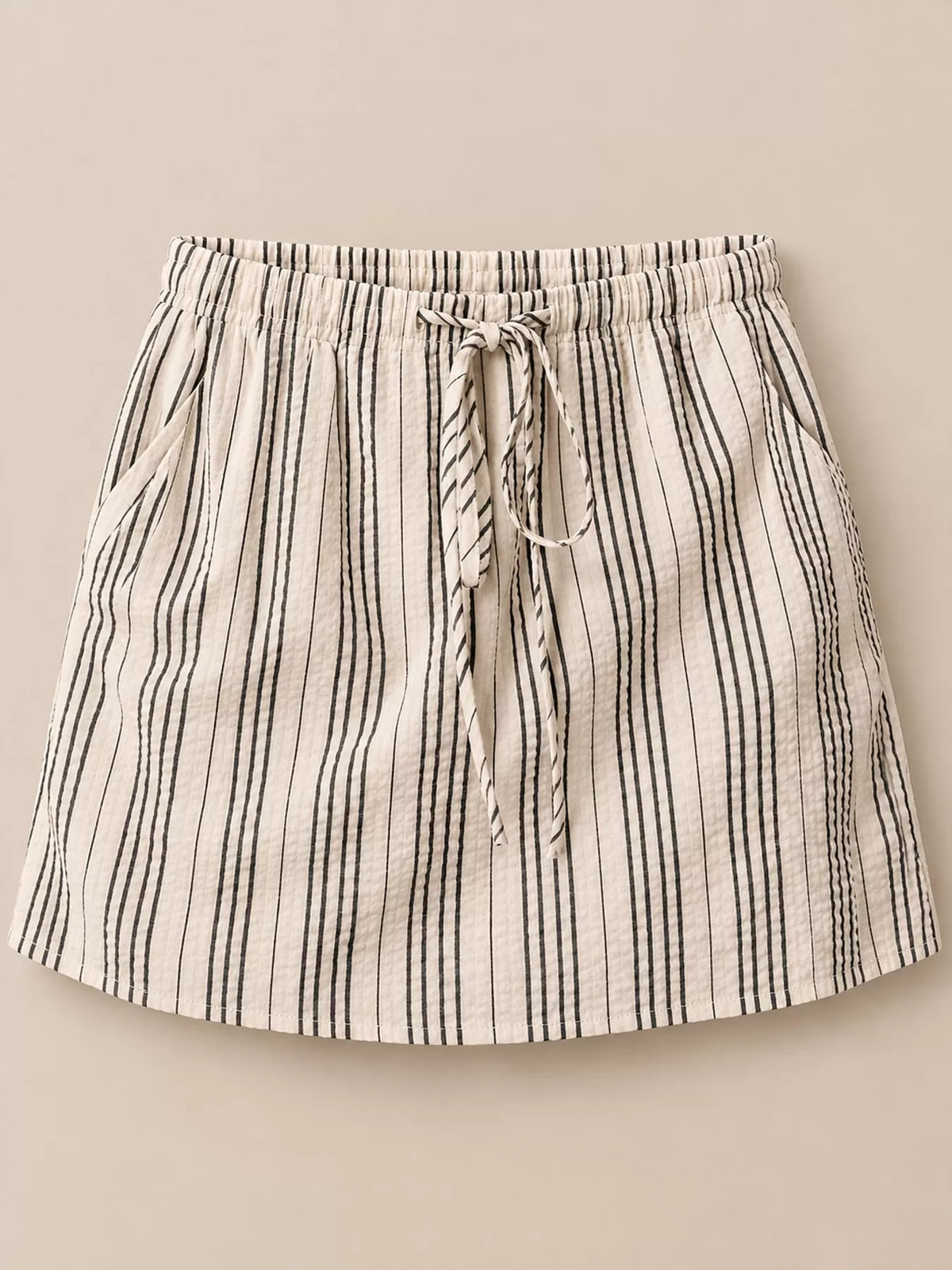 Striped Drawstring Mini Skort