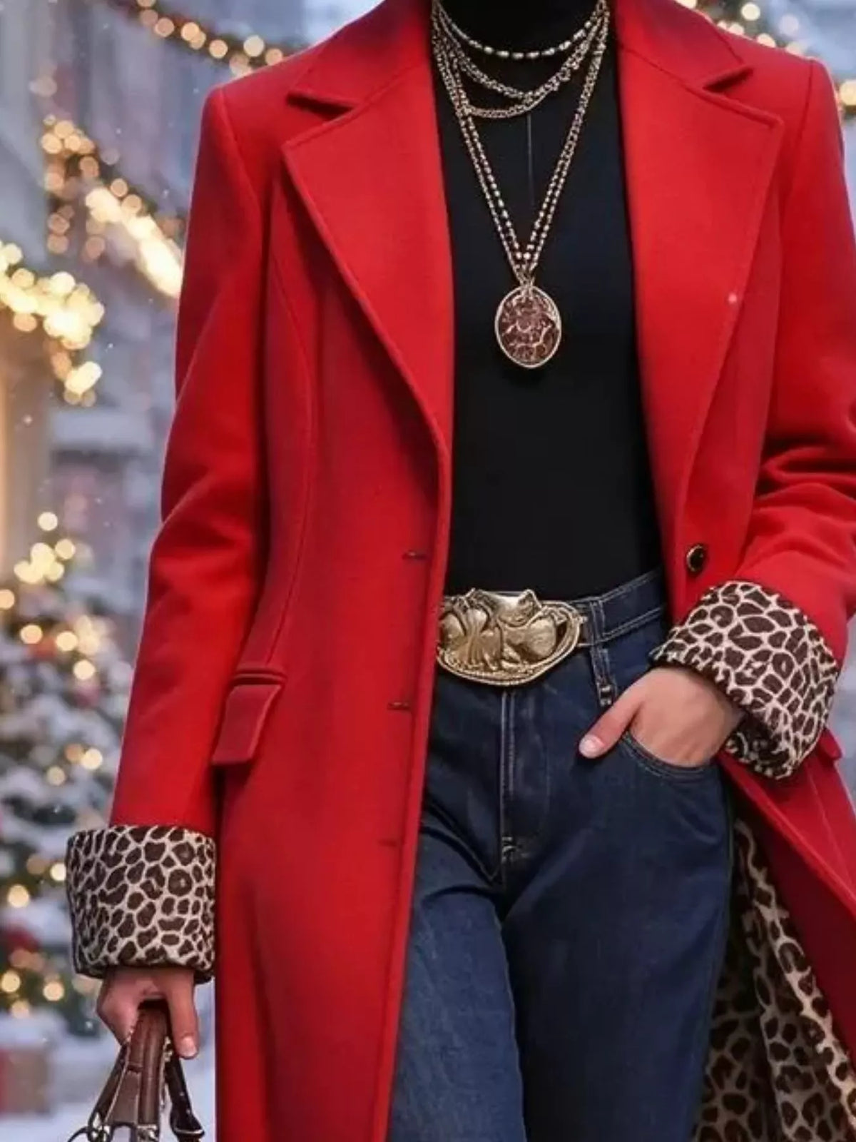 Button-Up Longline Coat with Pockets