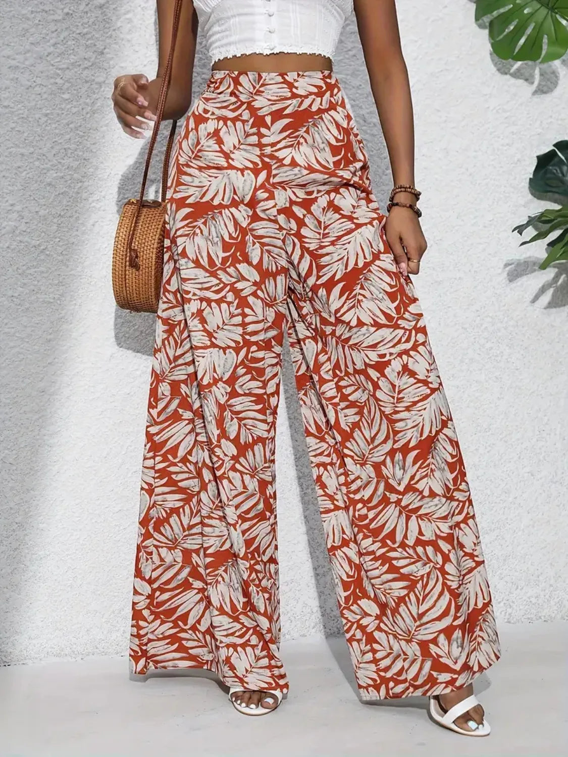 Printed High-Waist Wide Leg Pants