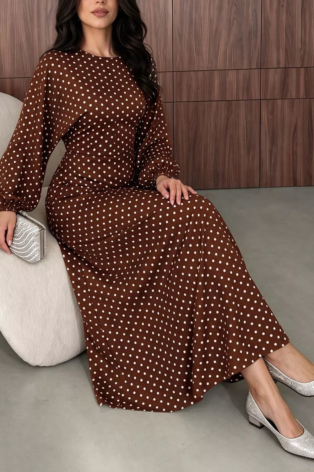 Polka Dot Tie-Waist Maxi Dress