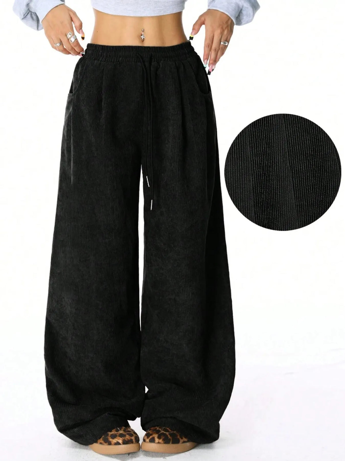 Drawstring Wide-Leg Pants