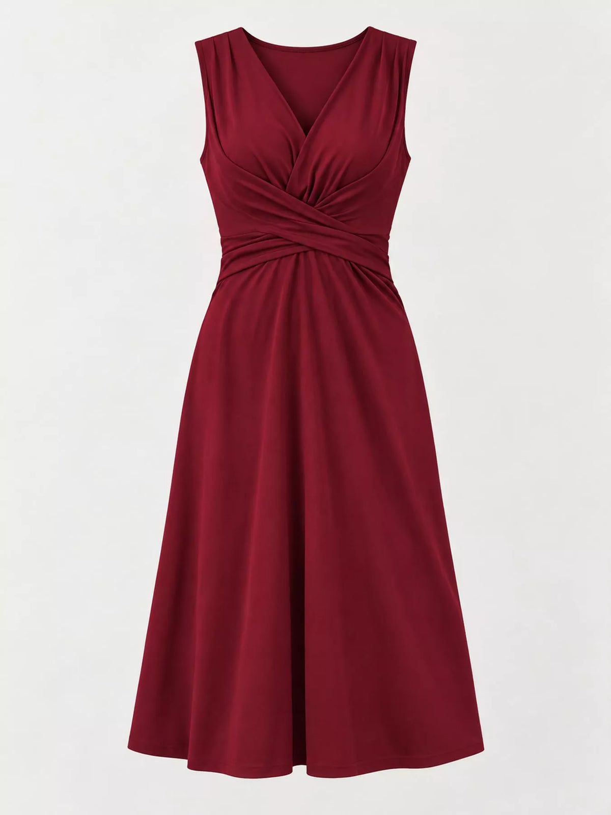 Crisscross Ruched Front Midi Dress