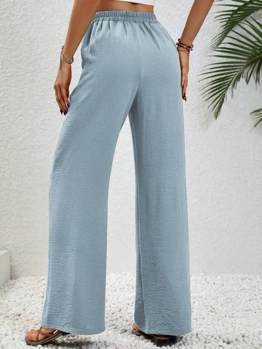 Wide-Leg Drawstring Pants
