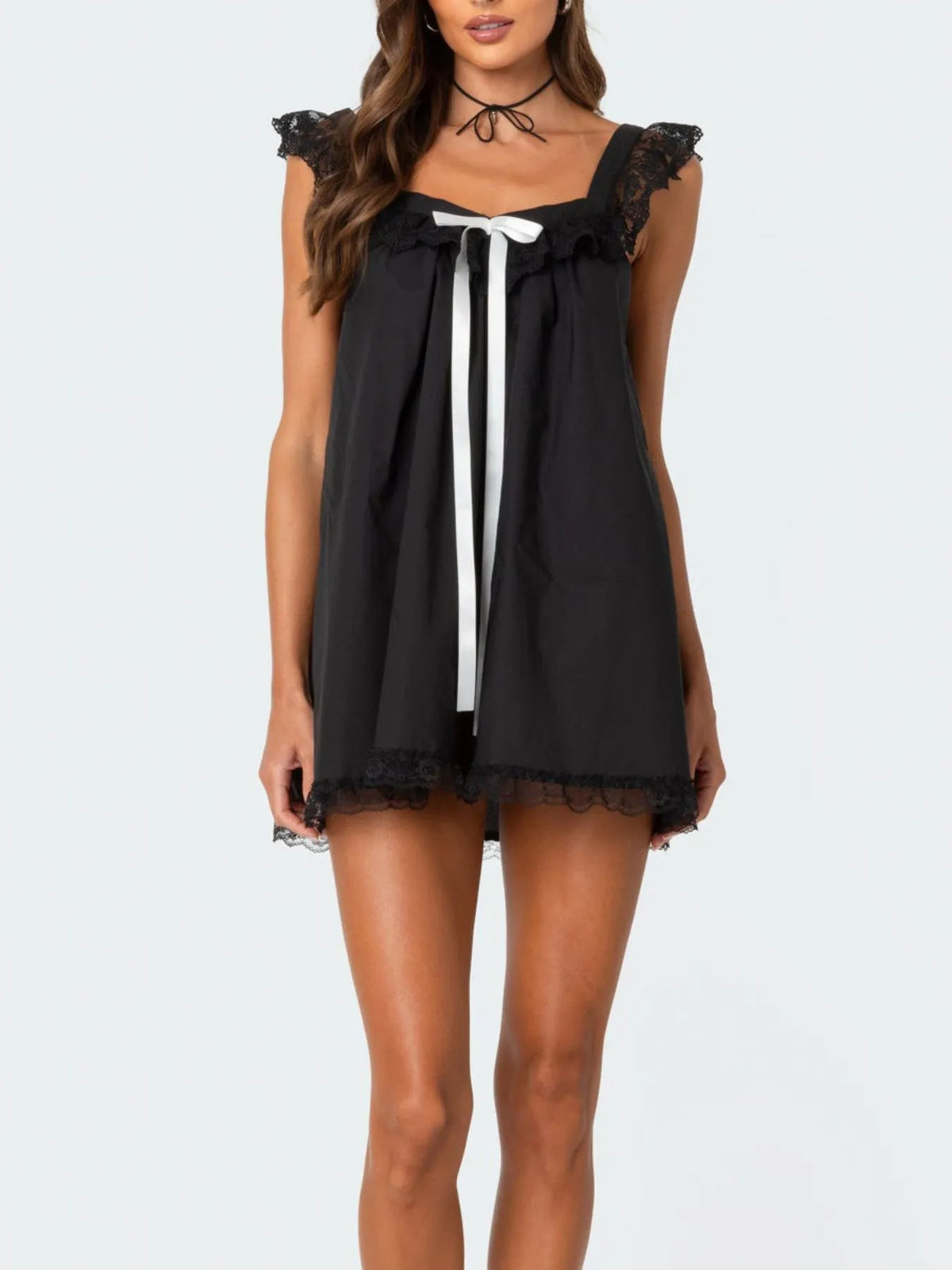 Lace Detail Cami Dress with Bow