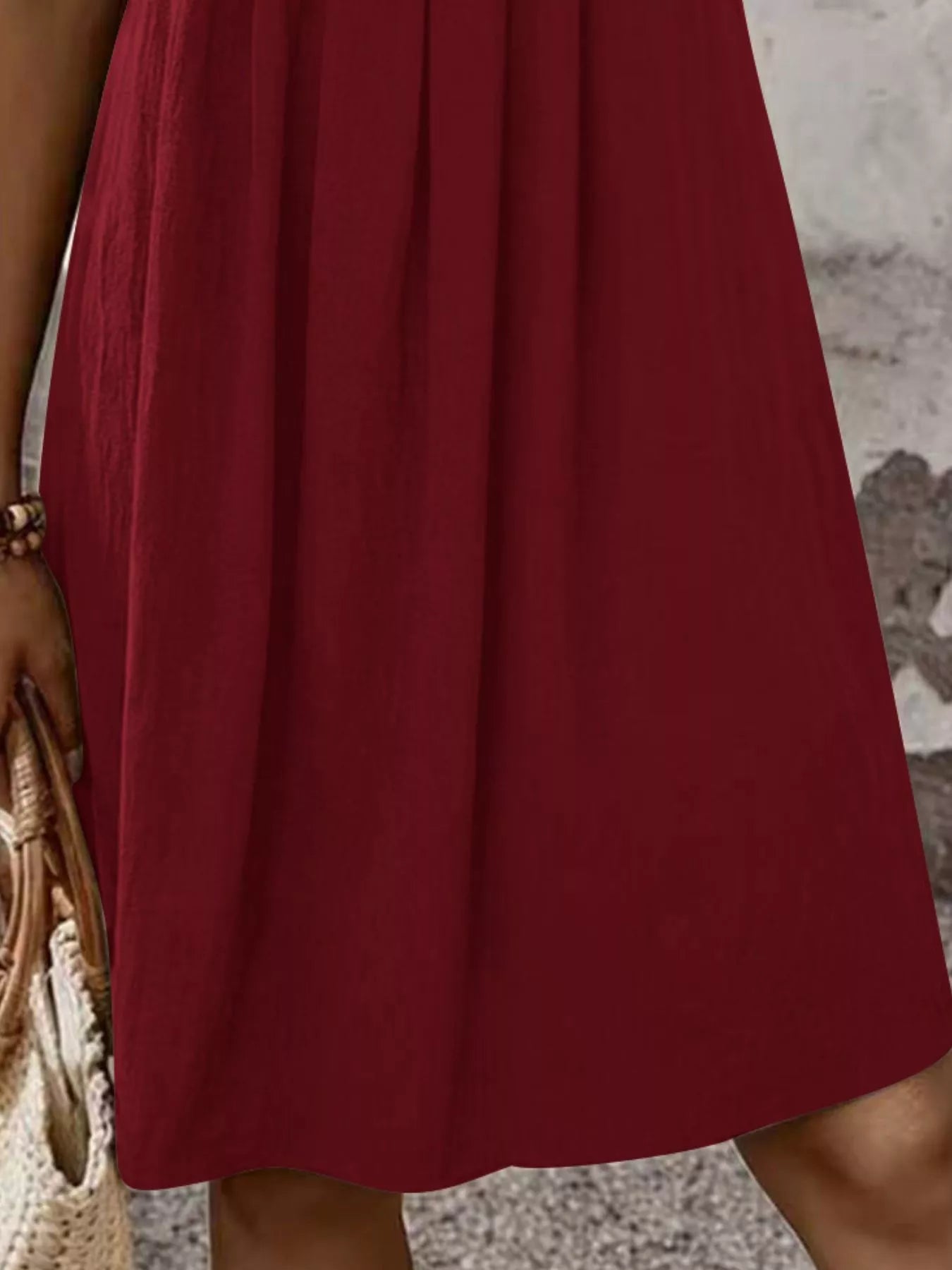 Zipper-Front Pleated A-Line Dress