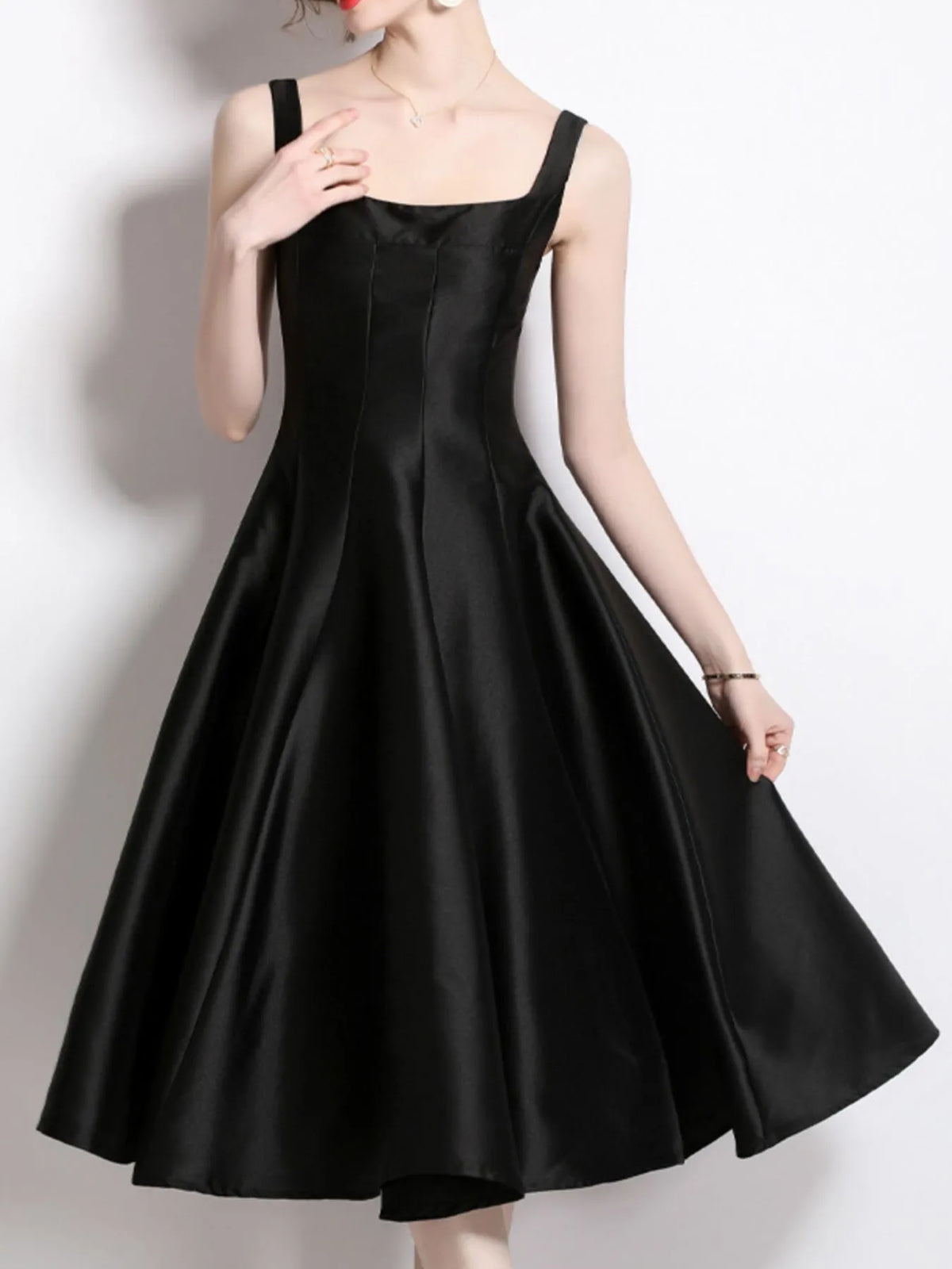 A-Line Sleeveless Midi Dress