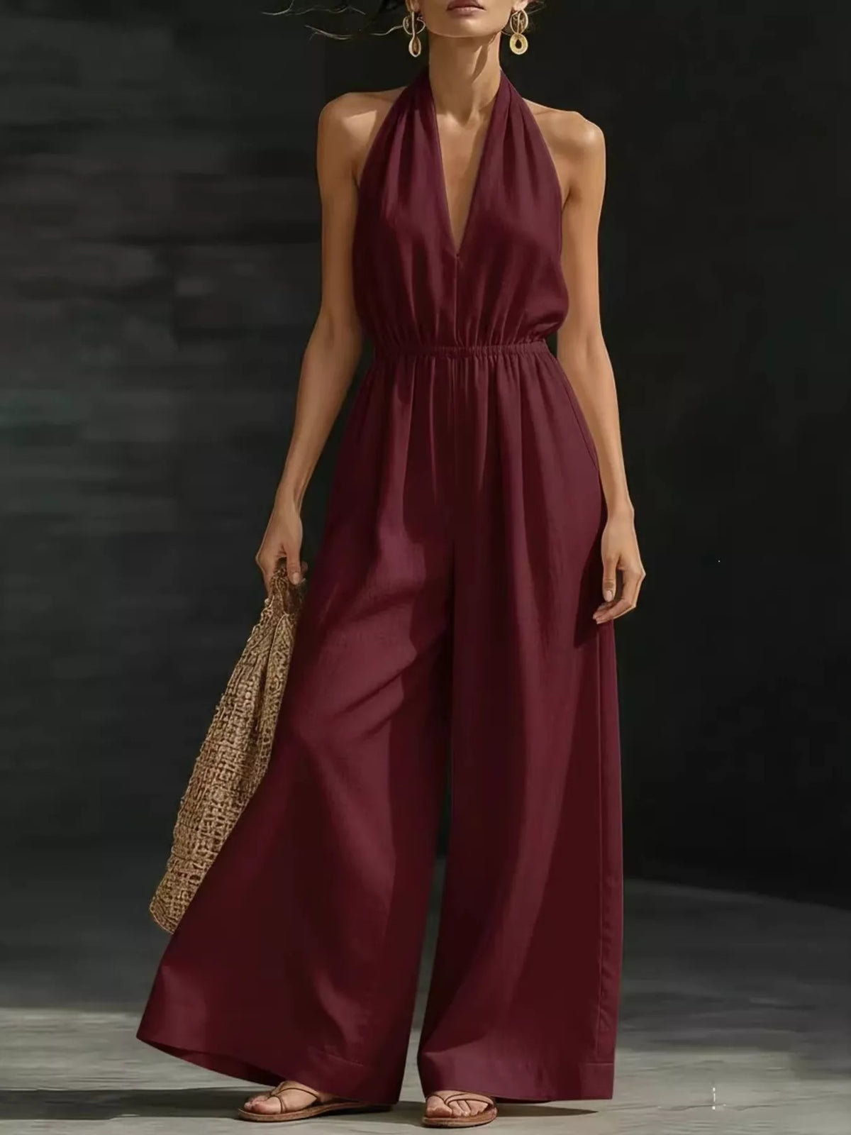 Halter Neck Wide Leg Jumpsuit