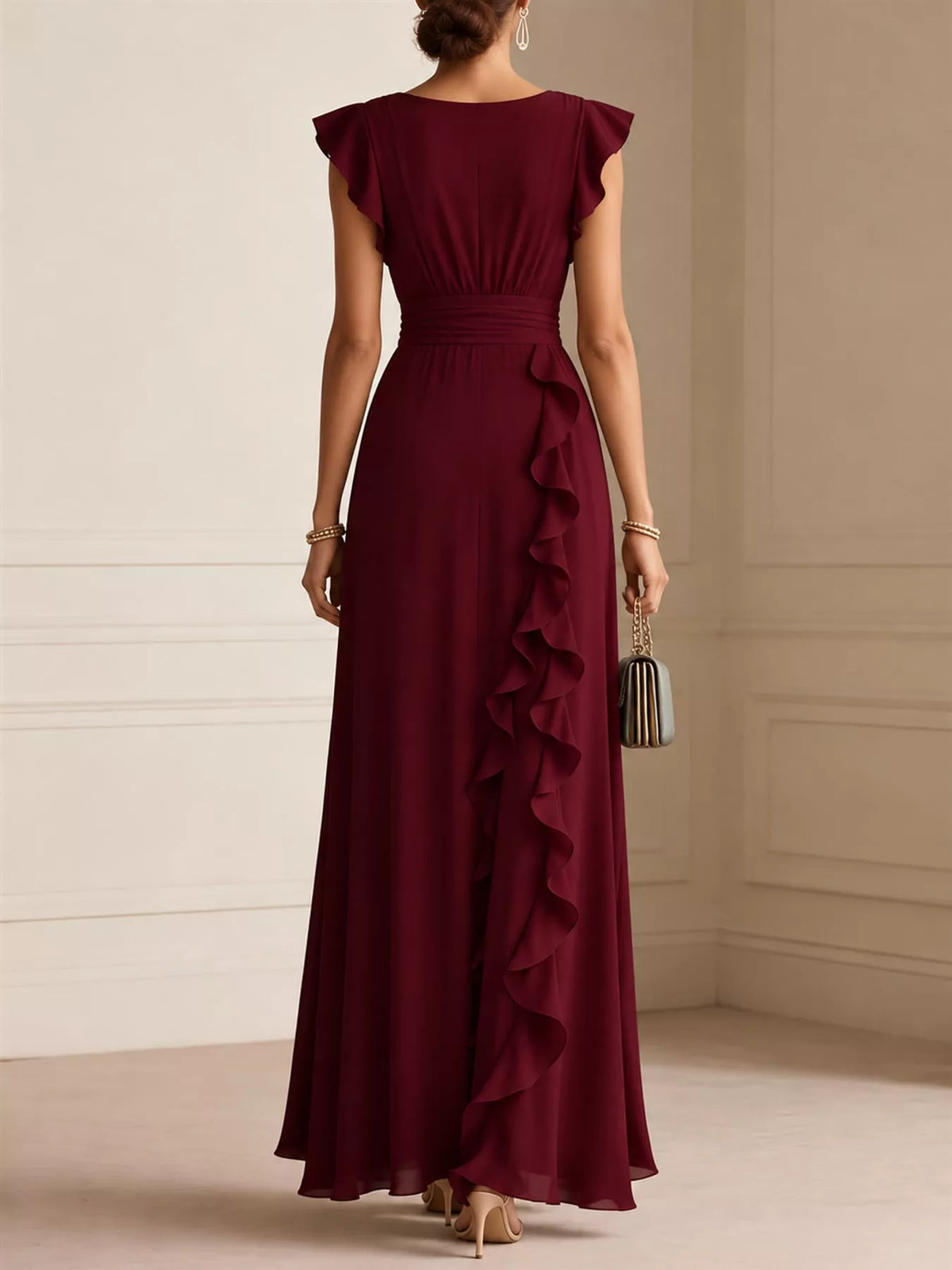 Ruffled Surplice Maxi Dress