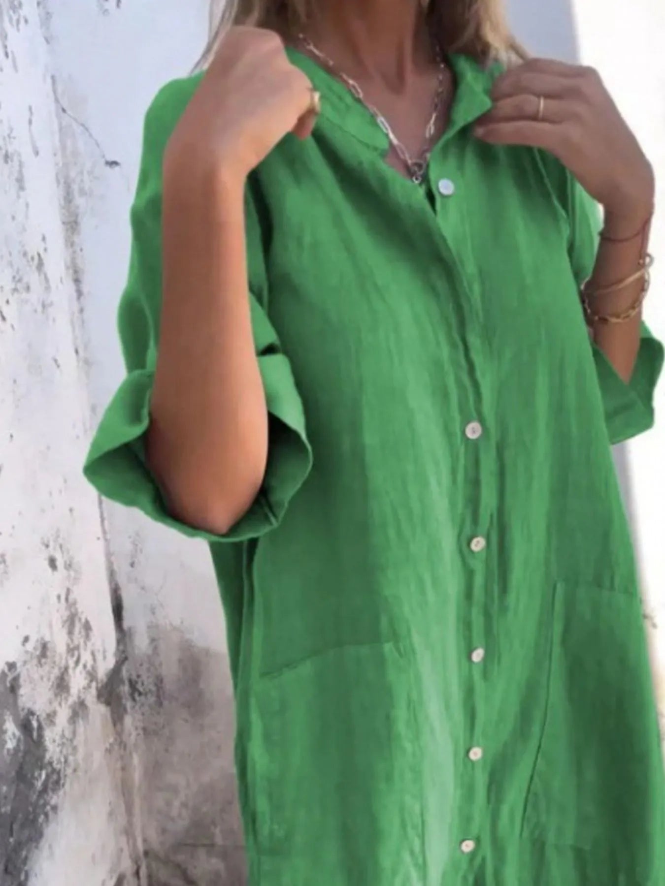 Linen Button-Down Shirt Dress