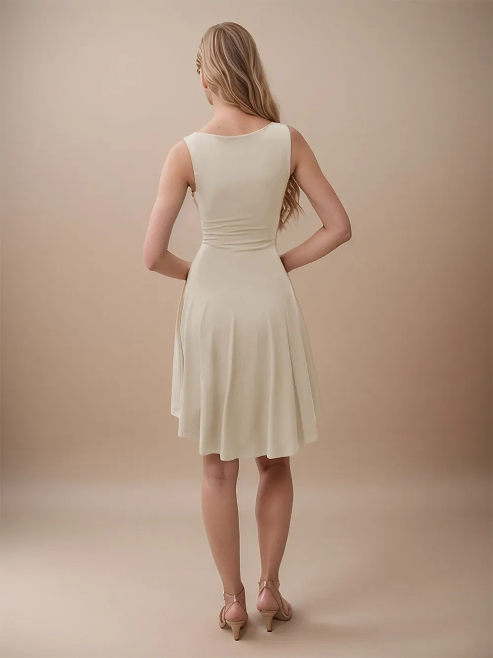 High-Low Round Neck Sleeveless Mini Dress