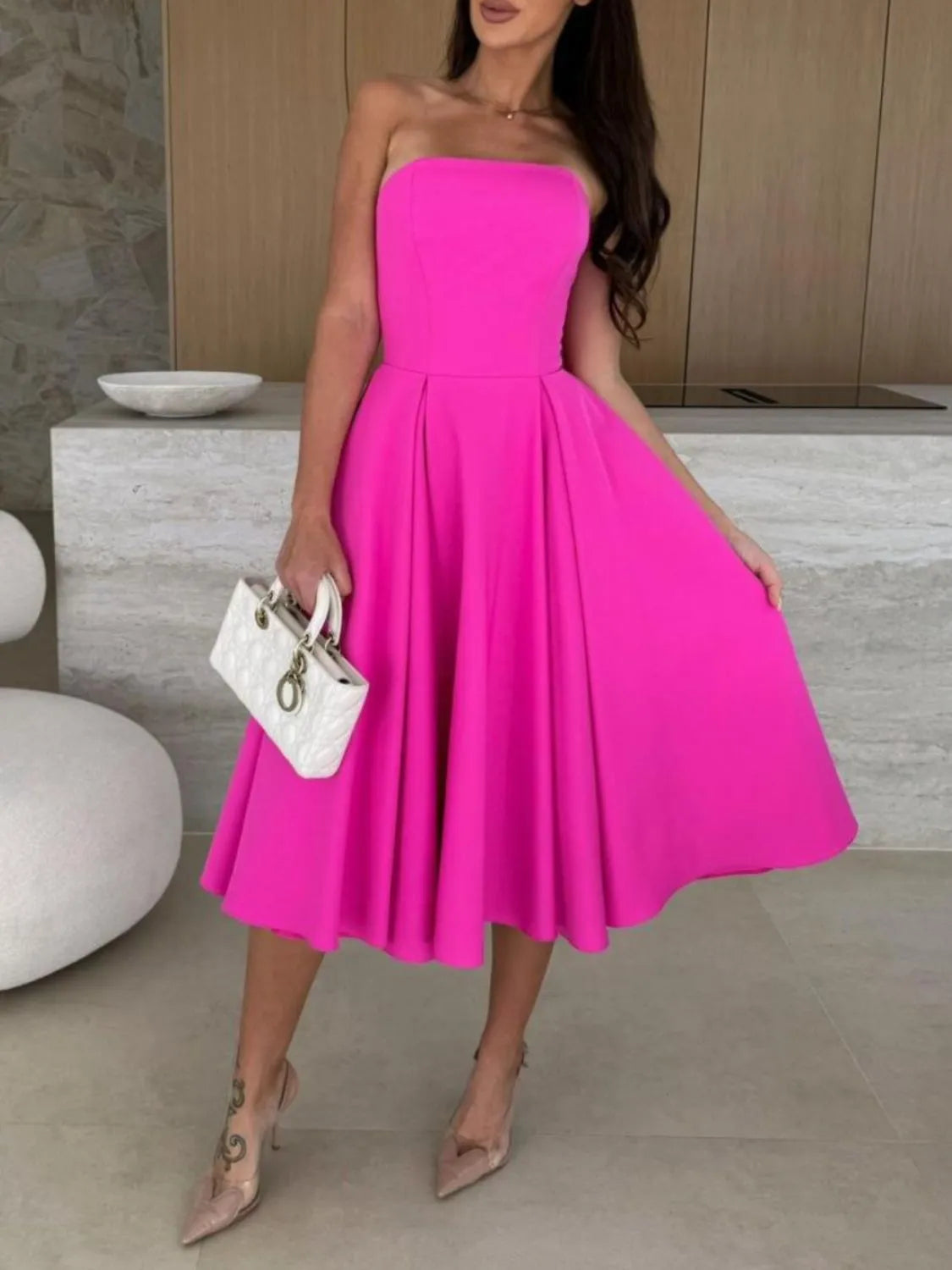 Solid Tube Midi Dress
