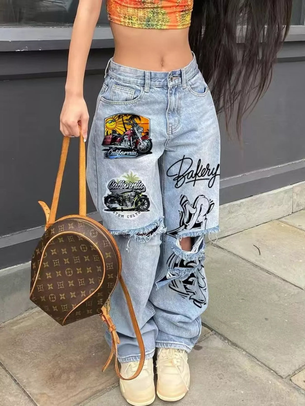 Distressed Wide Leg Jeans