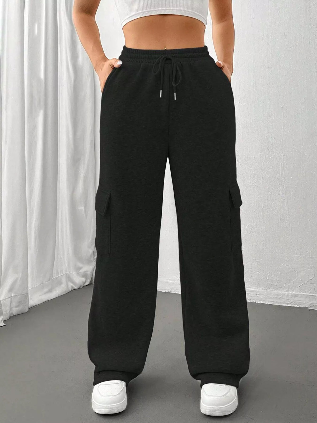 Relaxed Fit Drawstring Waist Pants