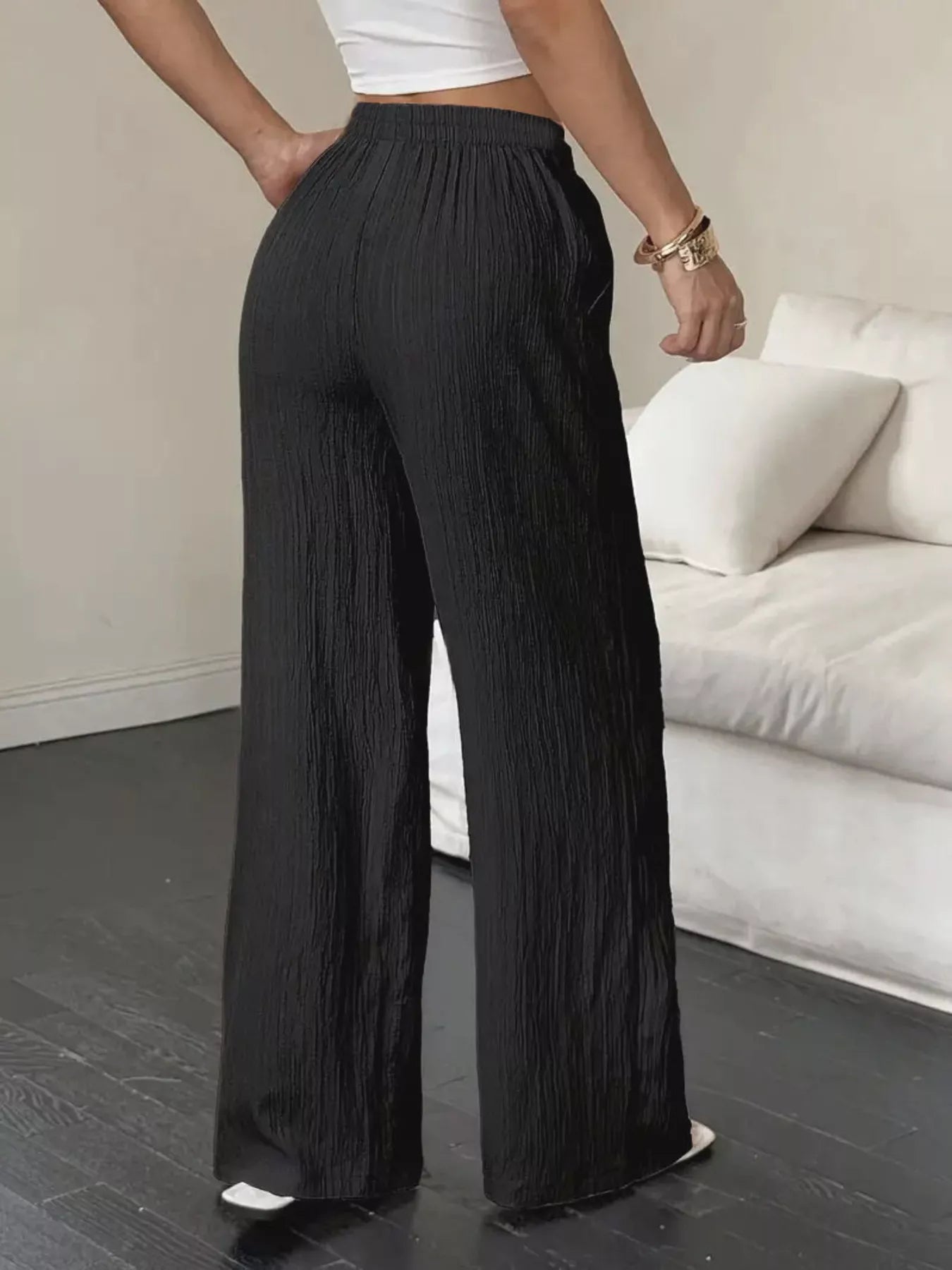 Wide Leg Drawstring Pants with Pockets