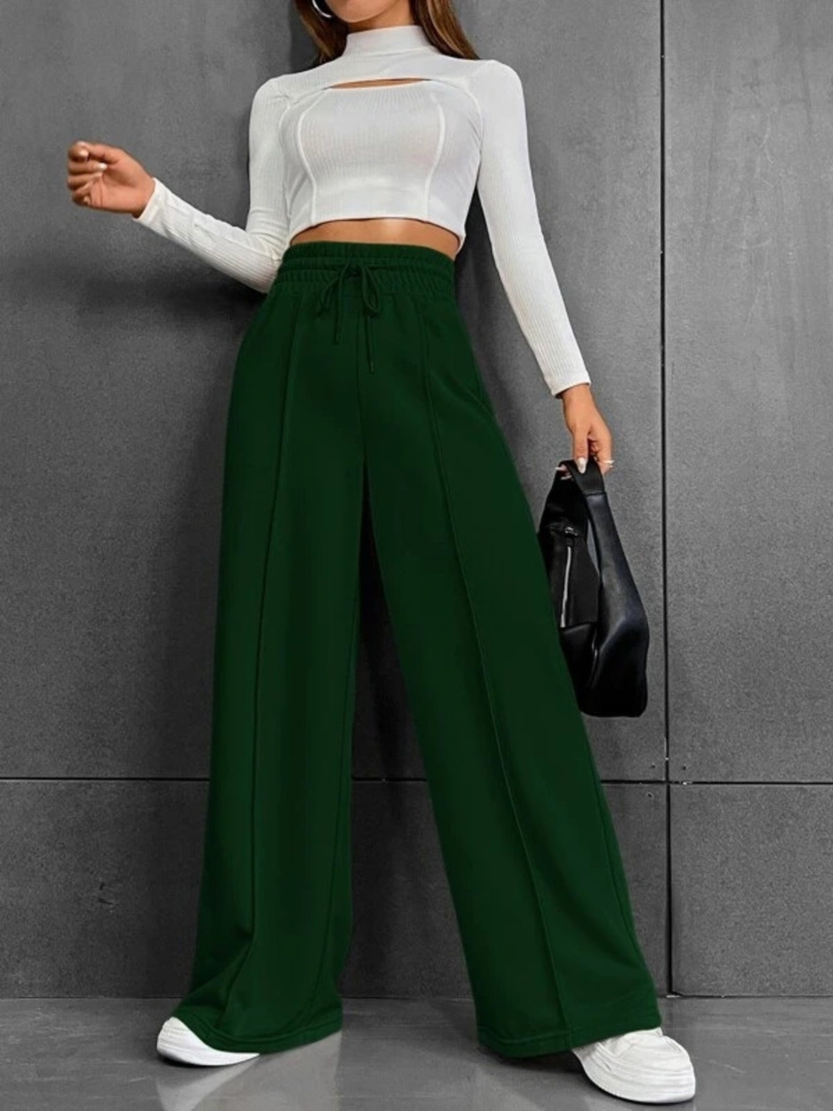Wide Leg Drawstring Waist Pants