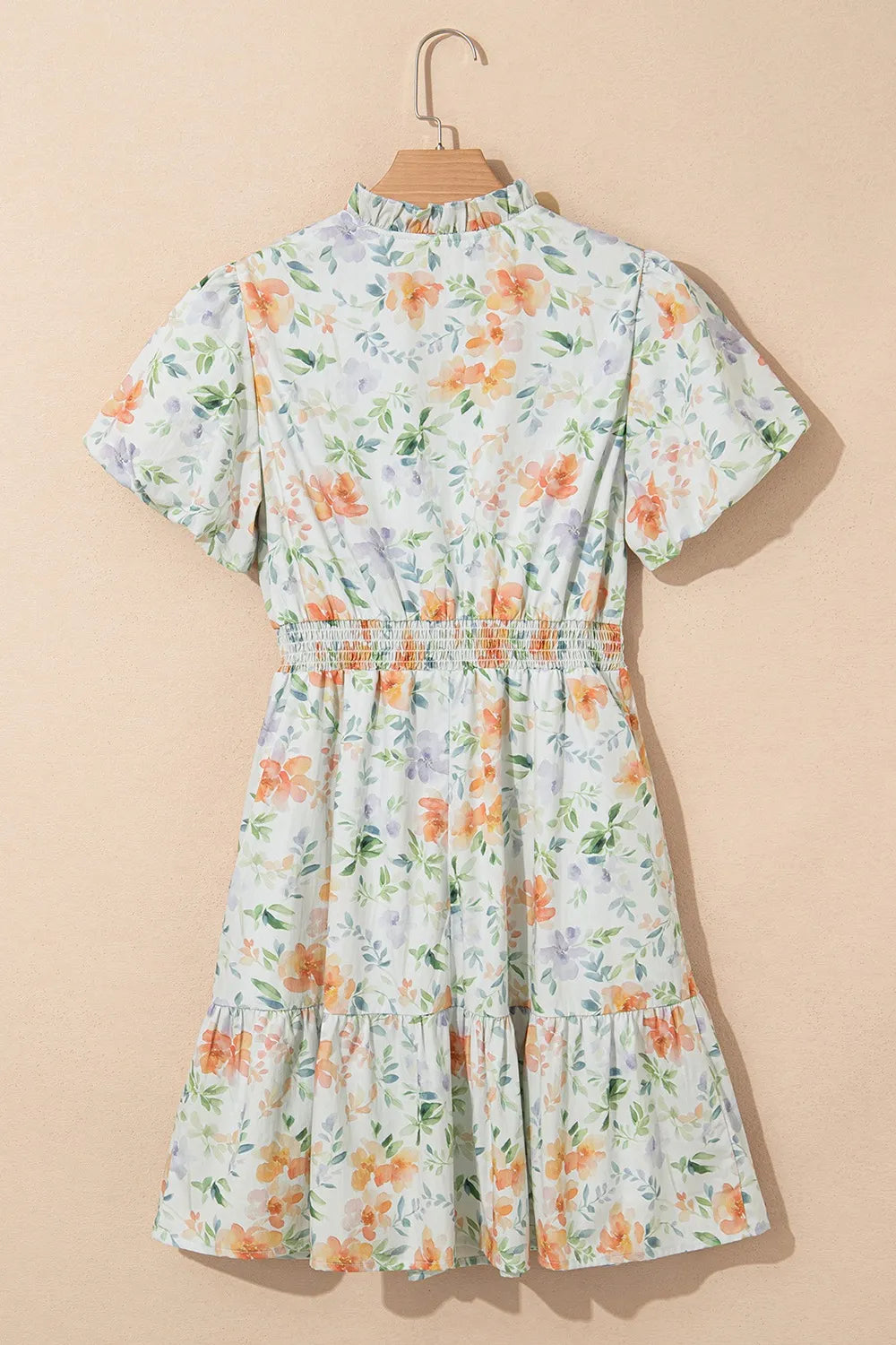 Notched Puff Sleeve Dress in Floral