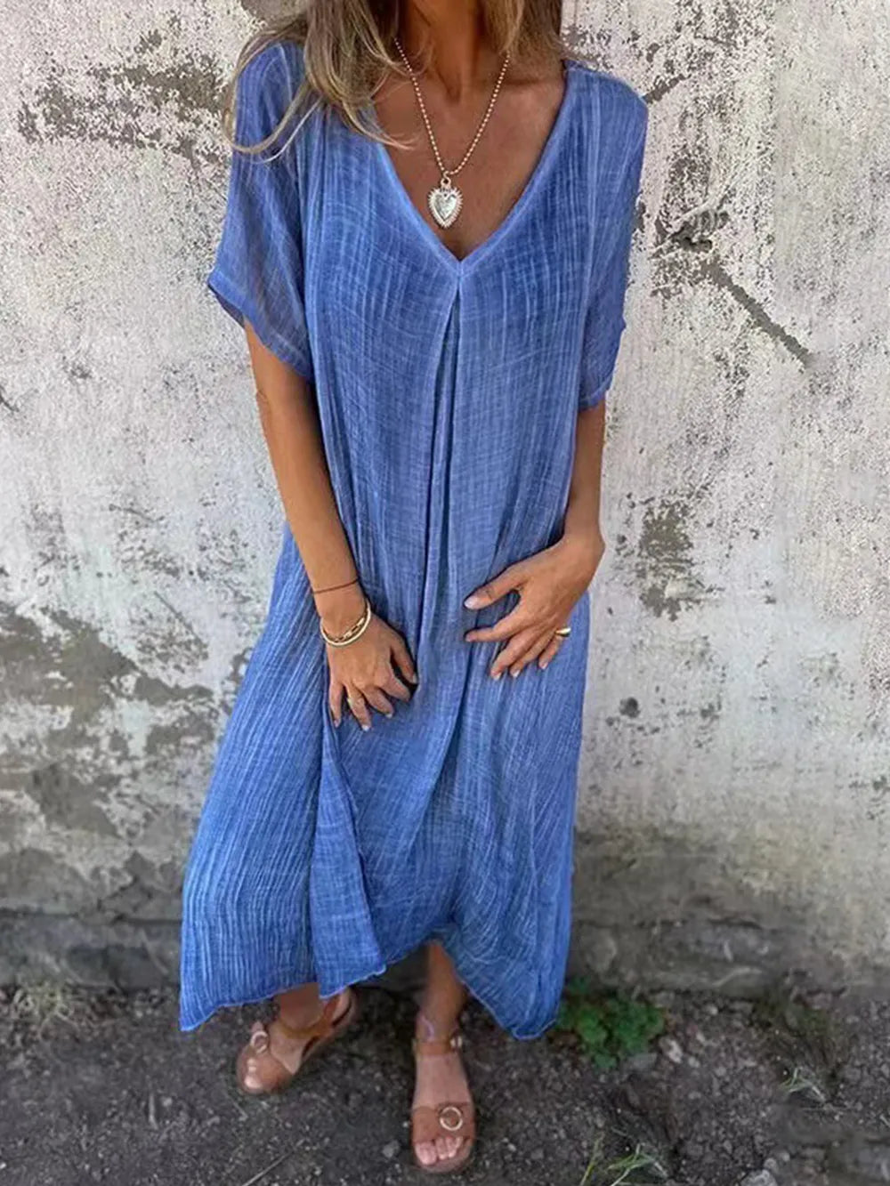 Plus Size V-Neck Midi Dress