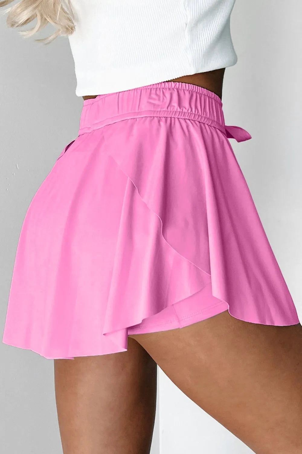 Drawstring High-Waist Active Skorts