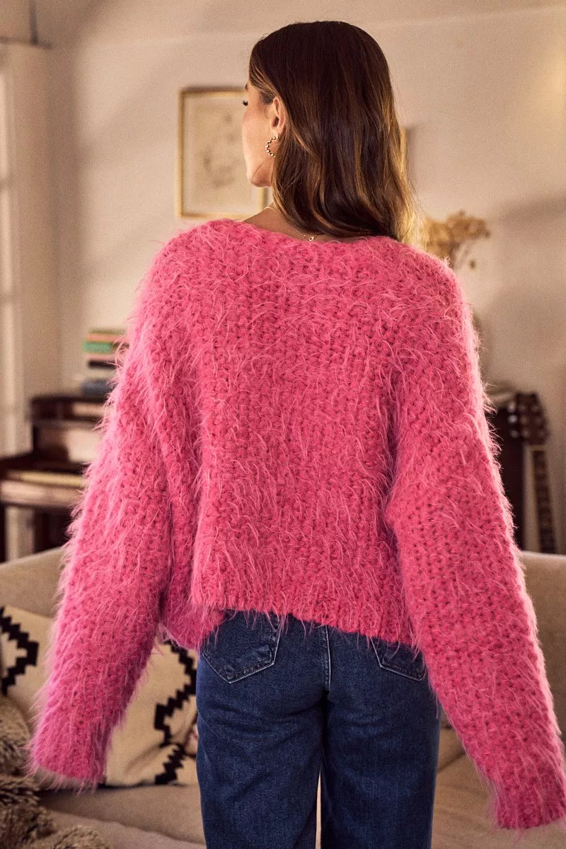 So Me Soft-Touch Loose-Fit Cardigan in Pink