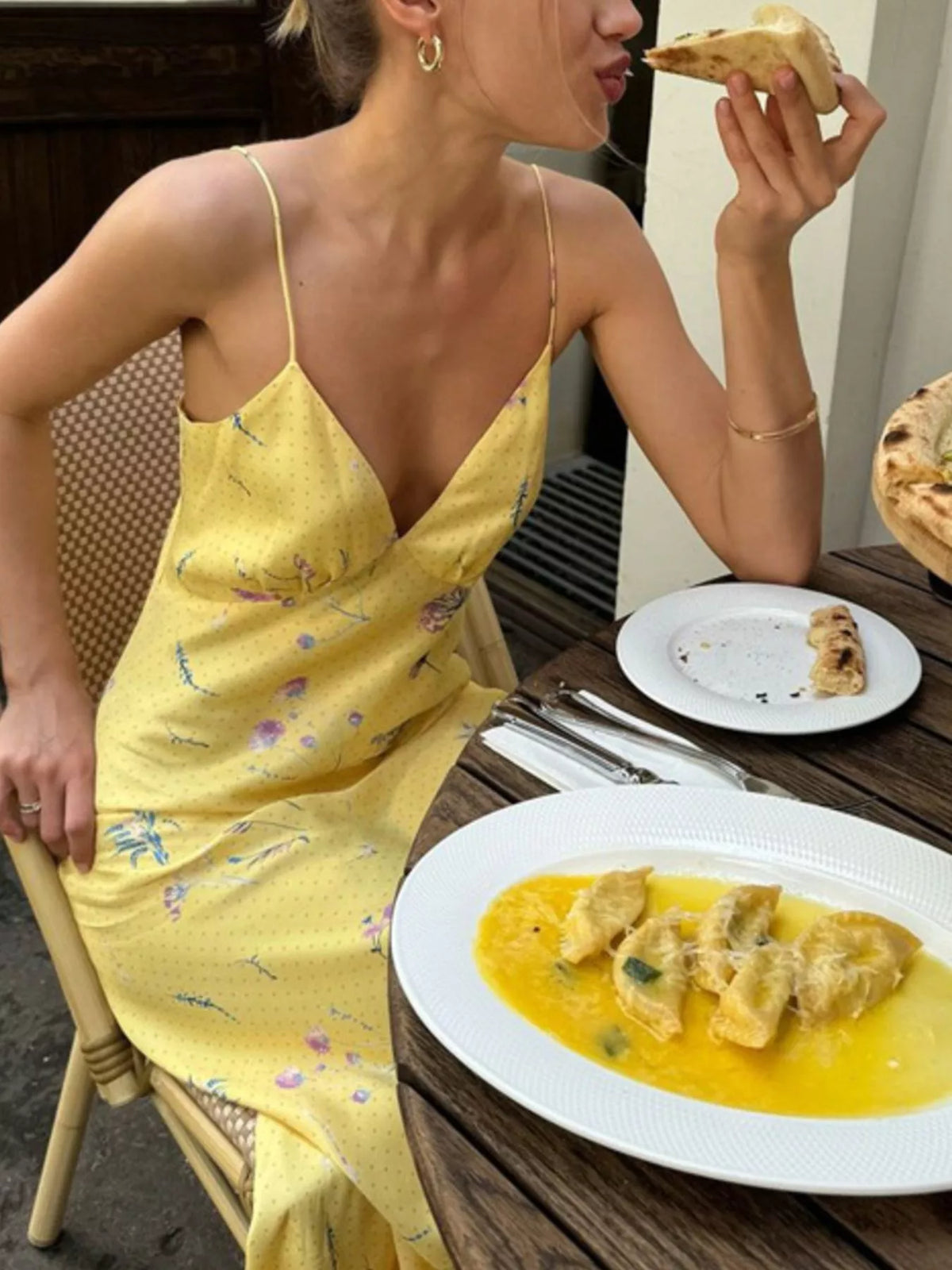 Floral Spaghetti Strap Maxi Dress in Yellow