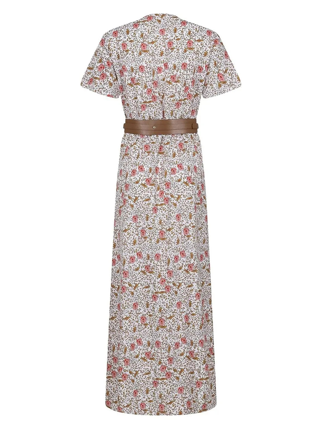 Belted V-Neck Maxi Dress with Pockets