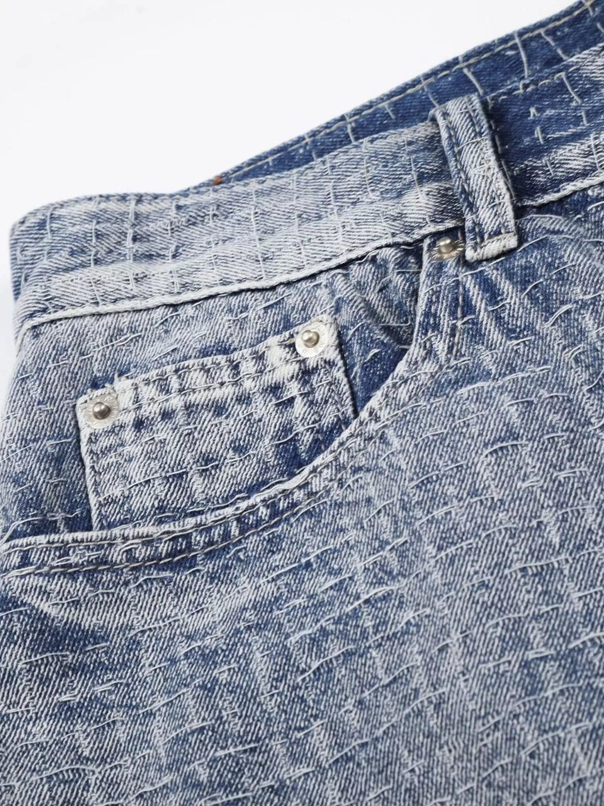 Washed Wide-Leg Denim Capris in Blue by TrendMaster