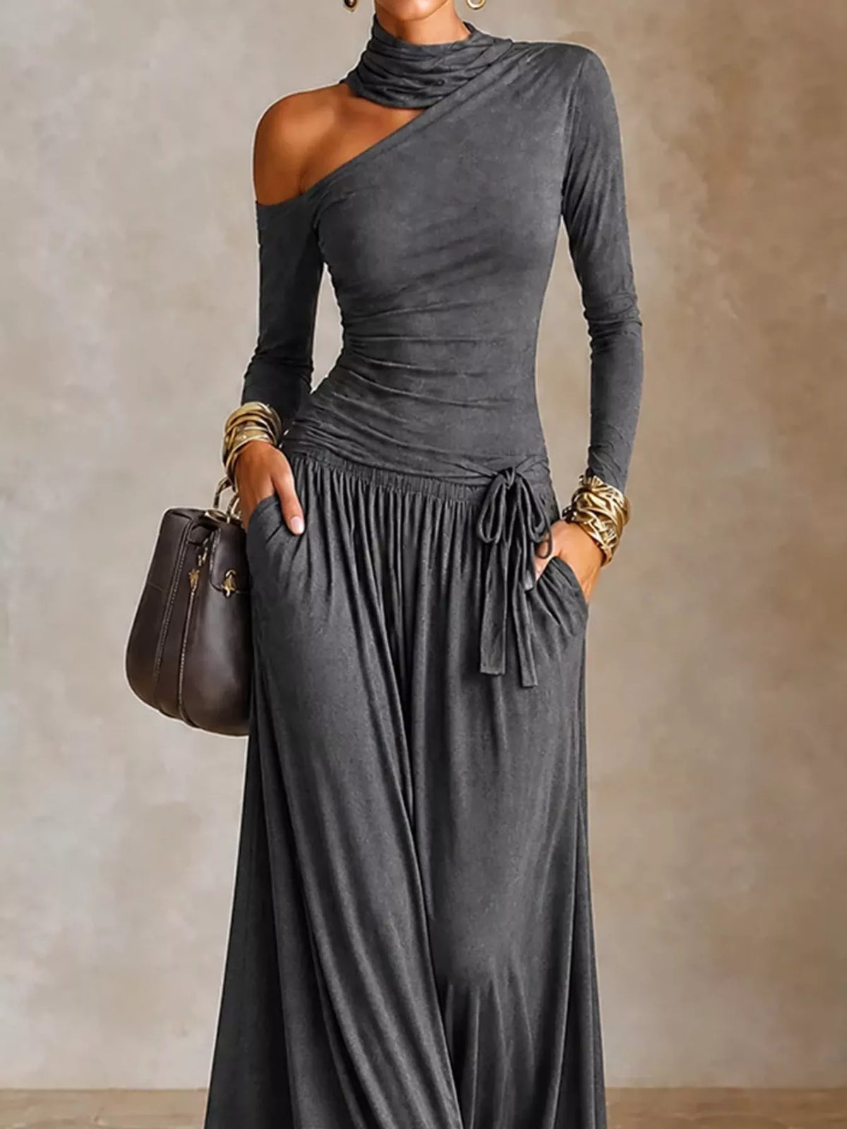 Asymmetric Cutout Maxi Dress
