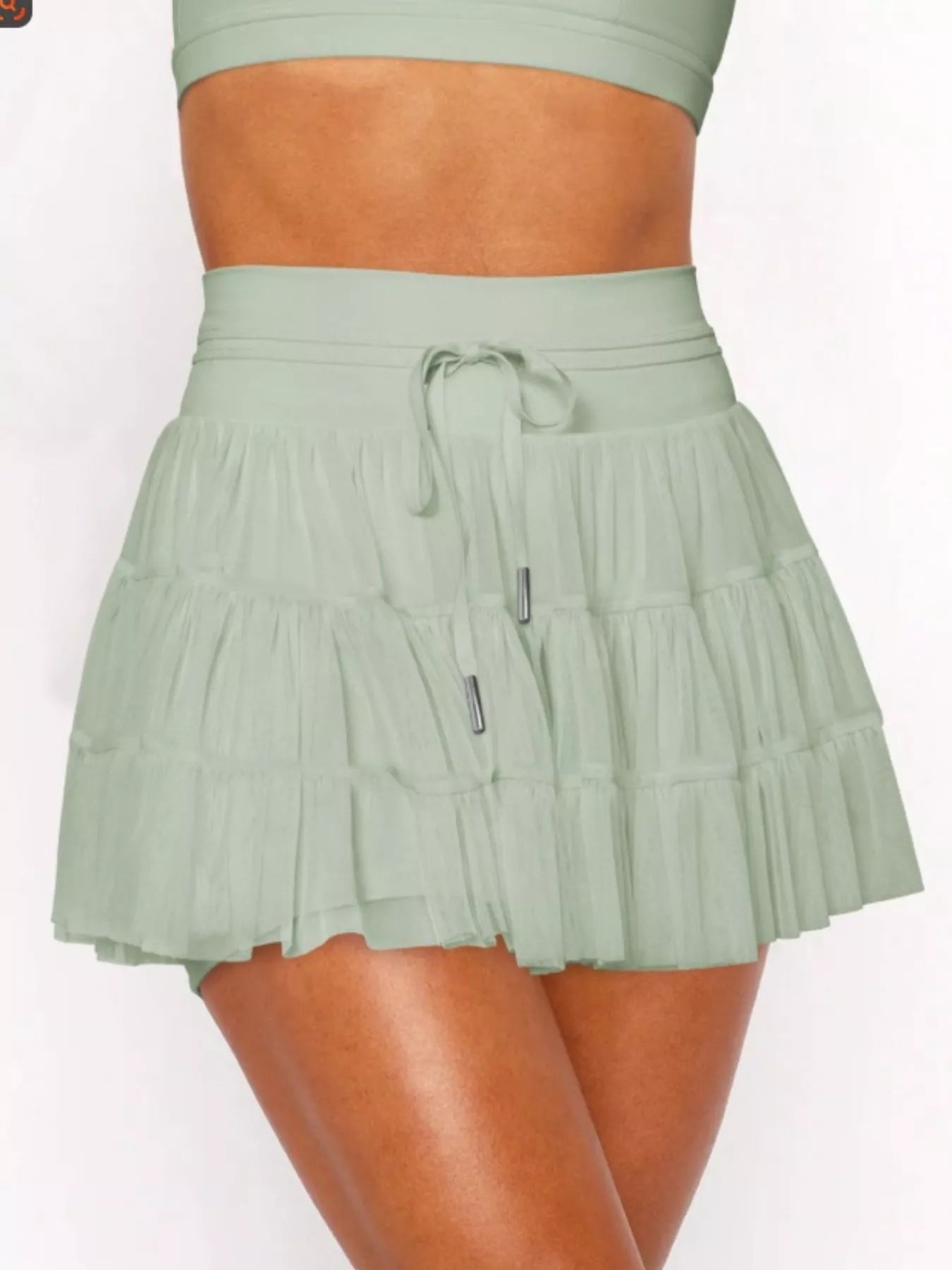 Tiered Drawstring Skort in Dusty Pink