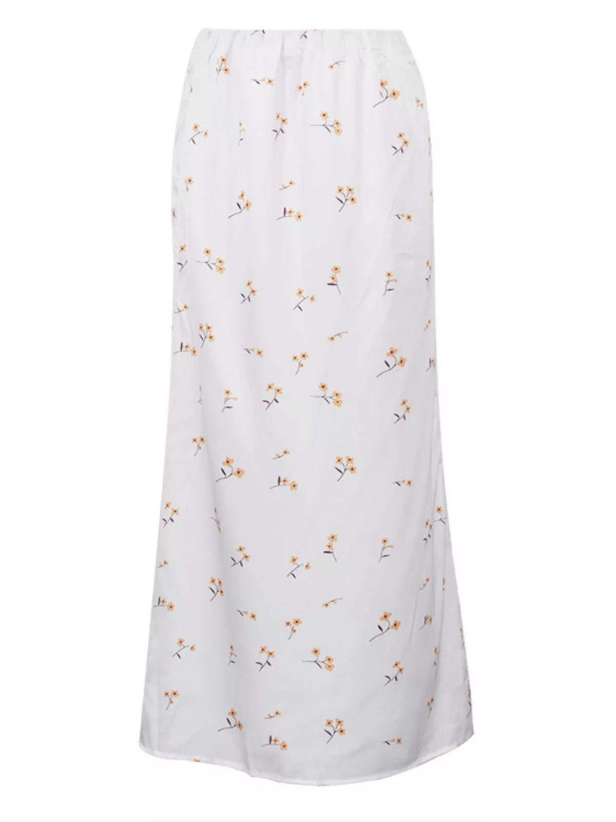 Floral Print Satin Skirt in White