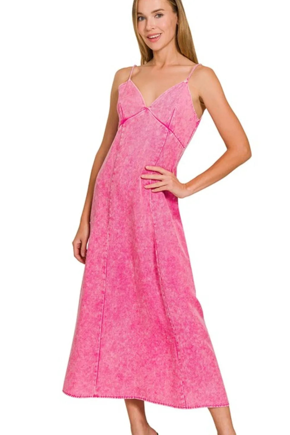 Zenana Tencel Maxi Dress in Hot Pink