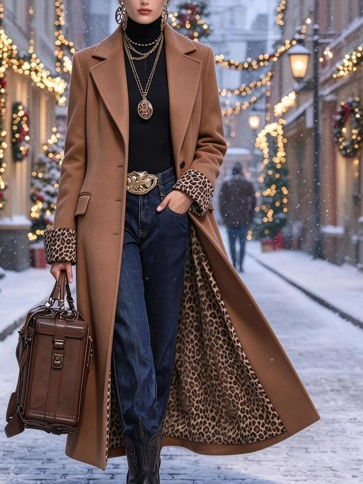 Button-Up Longline Coat with Pockets