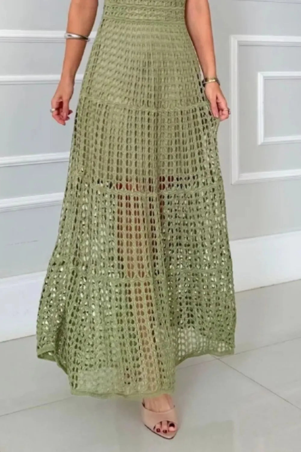 Cutout Sleeveless Maxi Dress in White