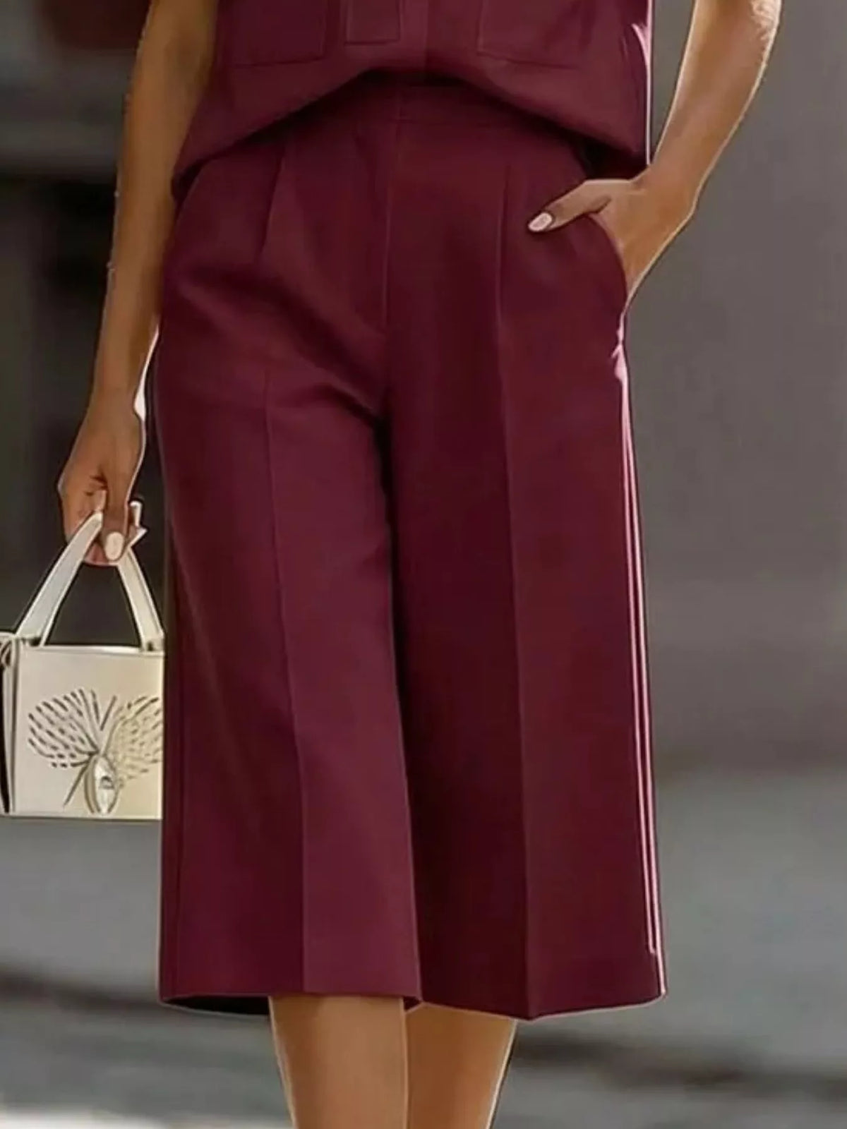 Short-Sleeve Shirt and Capris Two-Piece Set