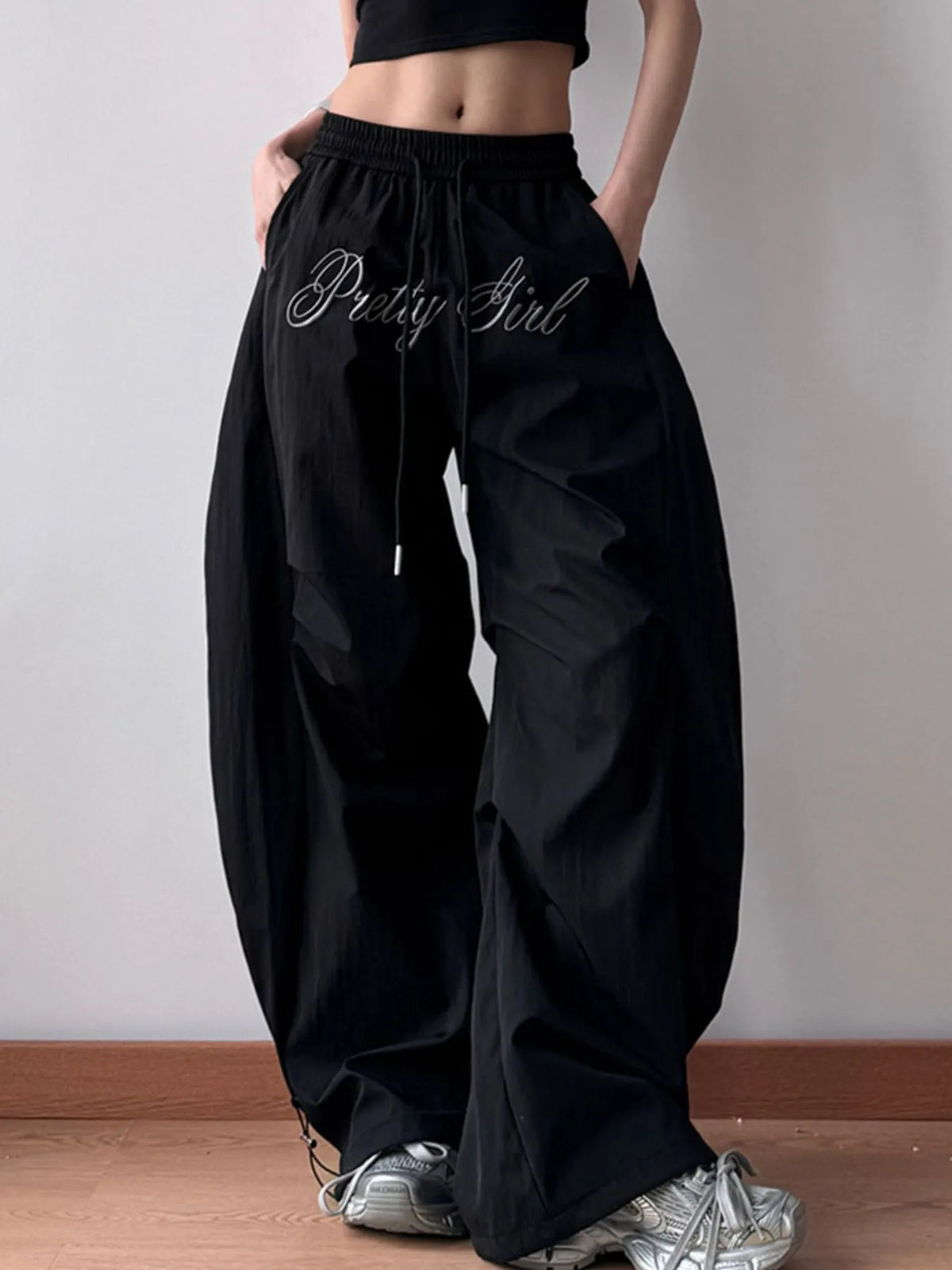 Oversized Wide Leg Pants with Drawstring