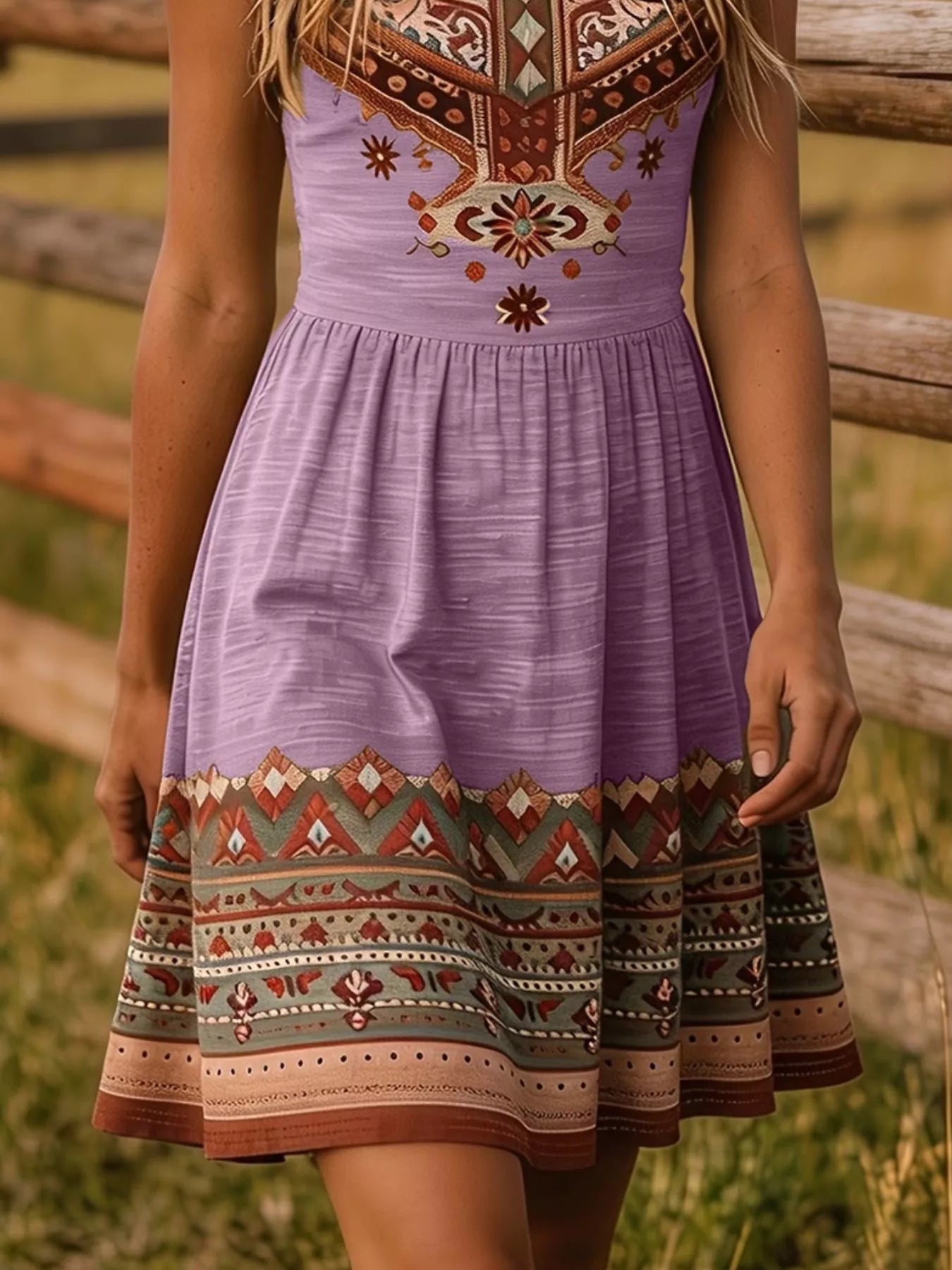 Tribal Print A-Line Summer Dress