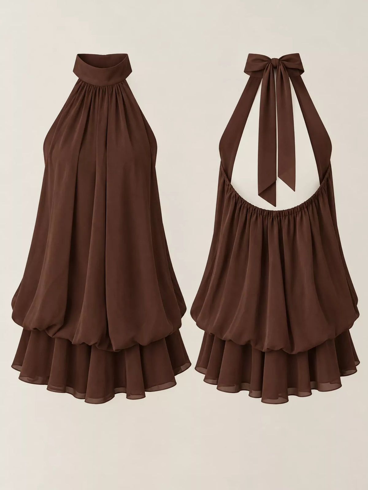 Halter Neck Ruched Mini Dress