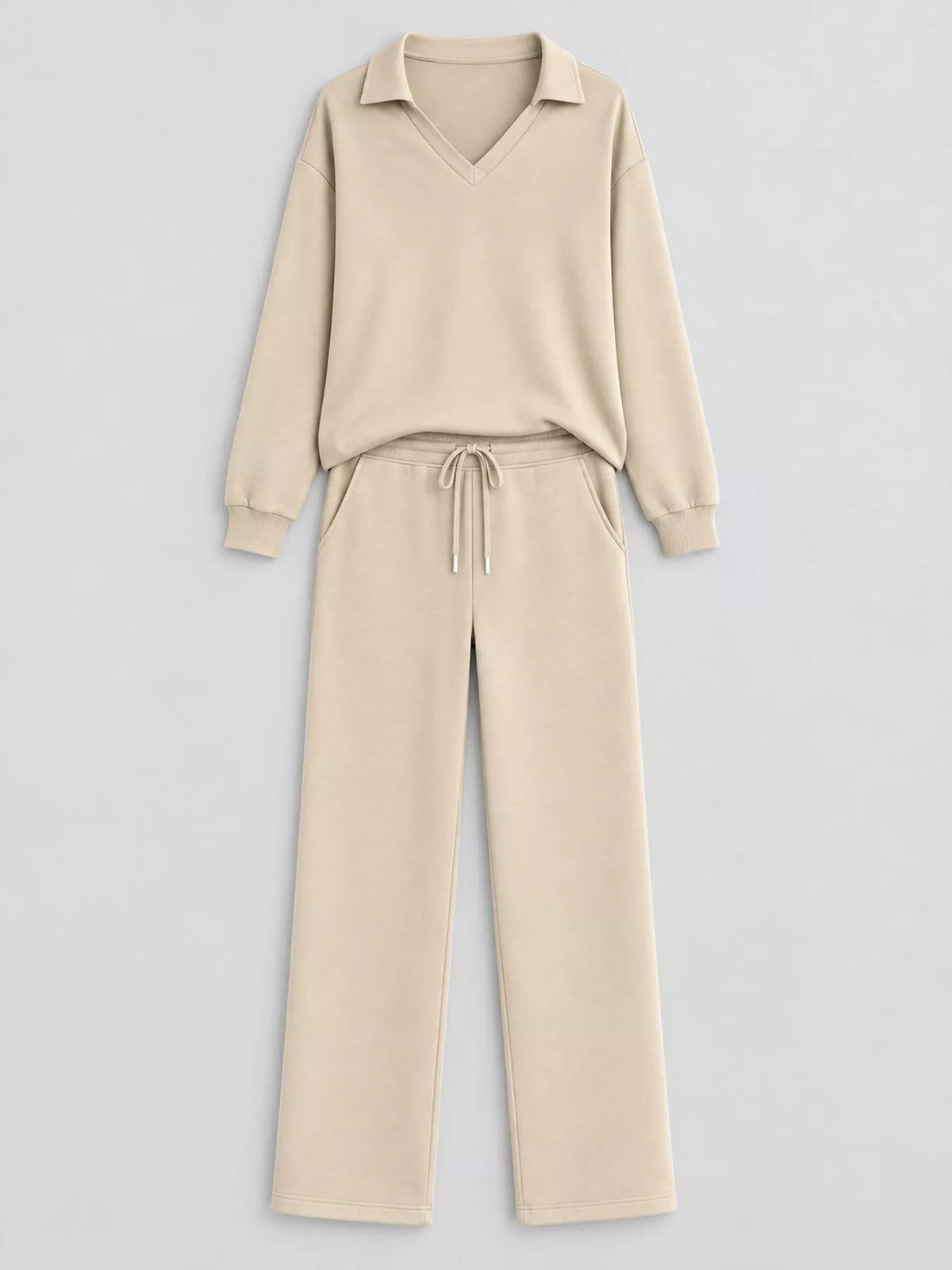 Dropped Shoulder Top and Drawstring Pant Set