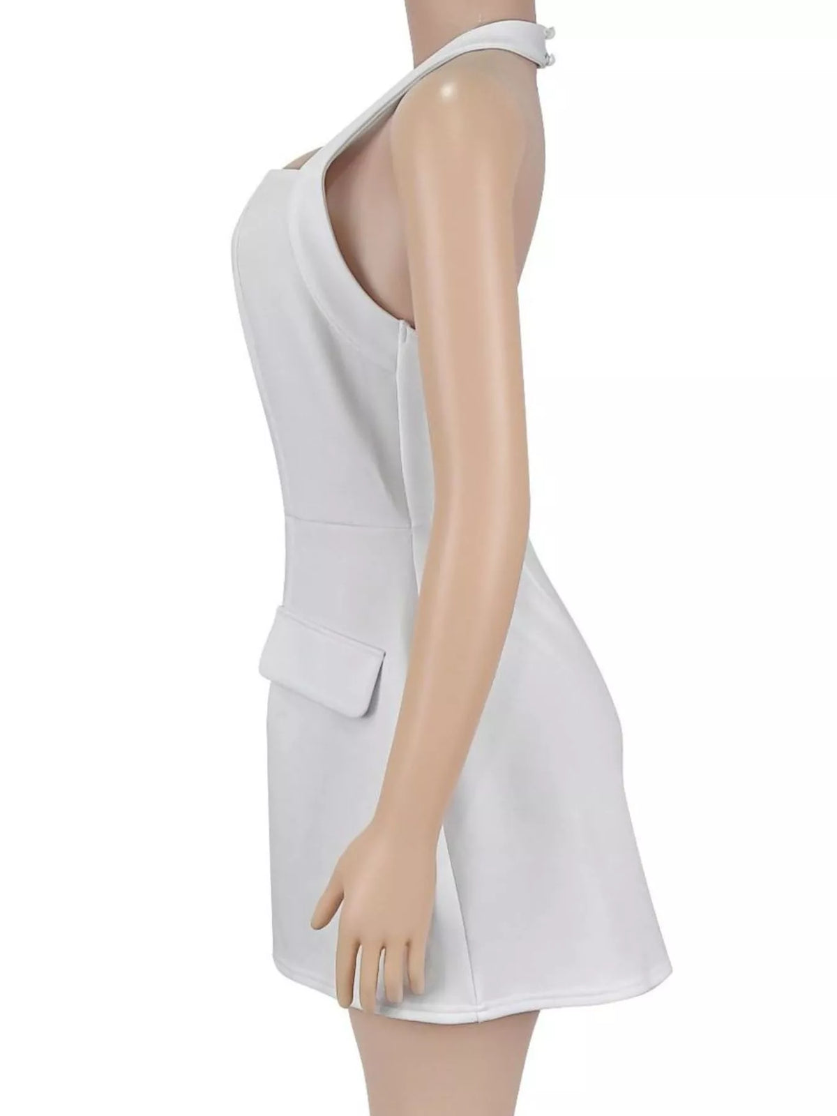 Halter Neck Mini Dress with Flap Pocket Detail