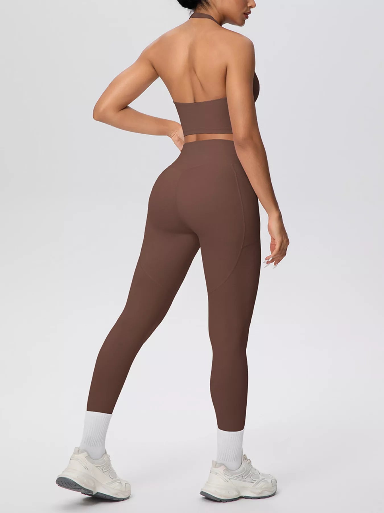 Halter Neck Crop Top and Leggings Active Set