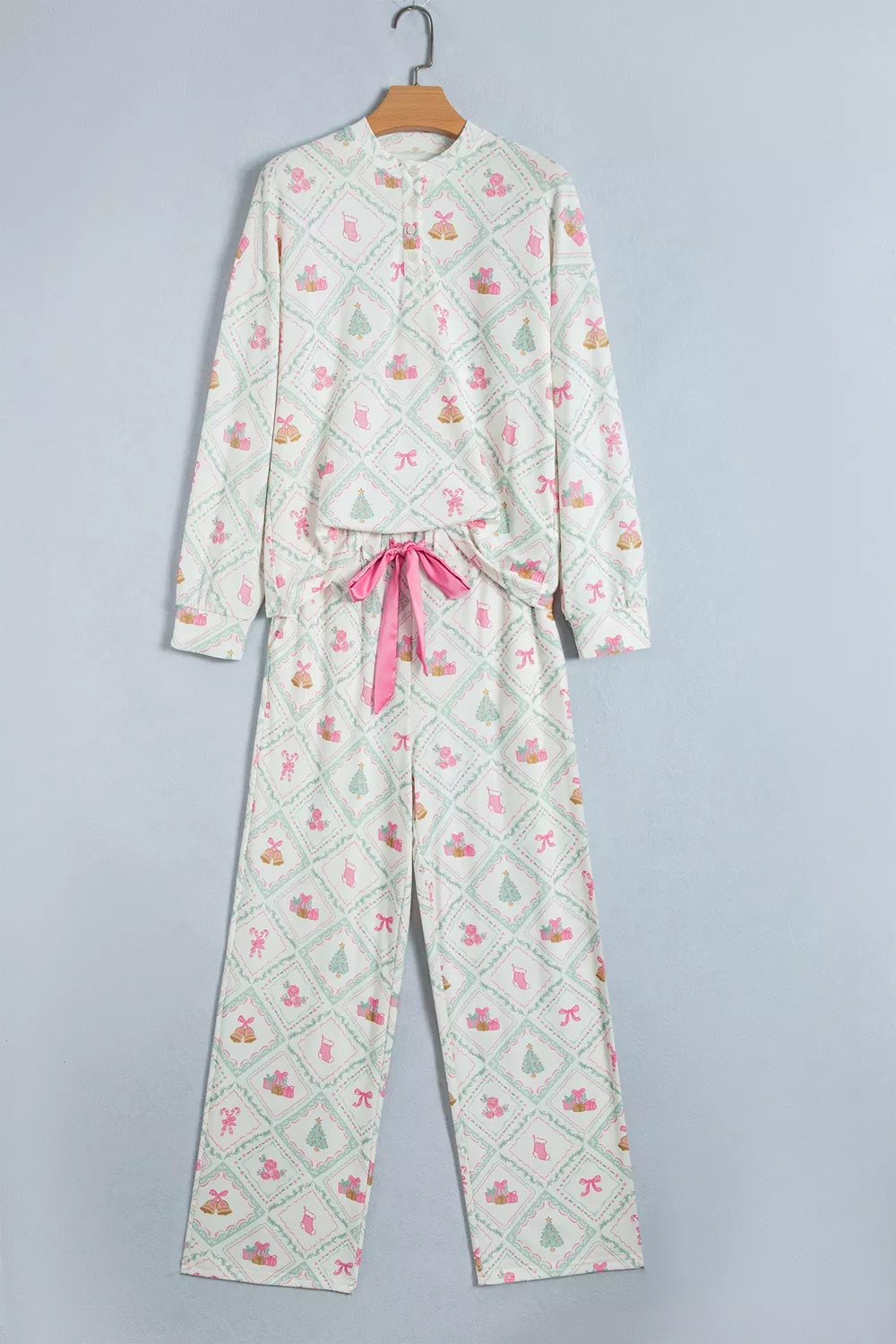 Patchwork Shift Top and Pants Lounge Set in White