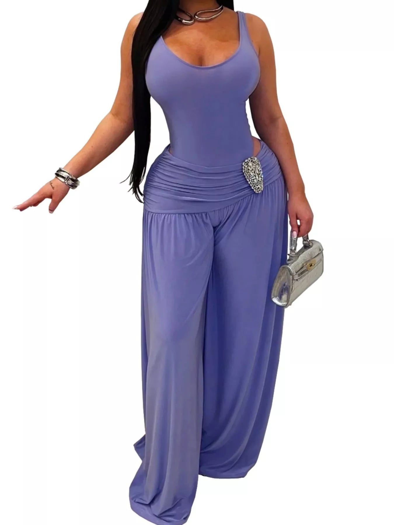 Cutout Sleeveless Wide-Leg Jumpsuit