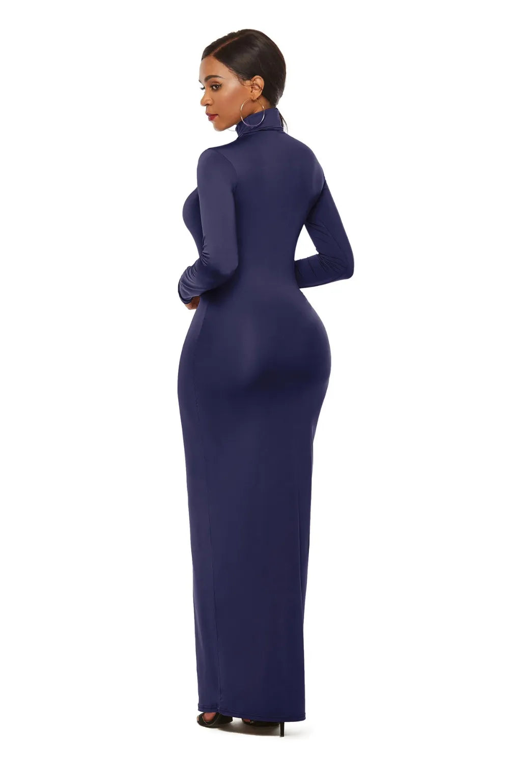 Mock Neck Long Sleeve Maxi Dress